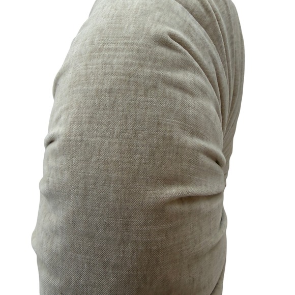 15" Round Tufted Accent Pillow Floor Cushion Neutral Soft Velvet, Cream Color - Picture 5 of 7